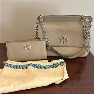 Tory Burch shoulder bag with matching wallet.